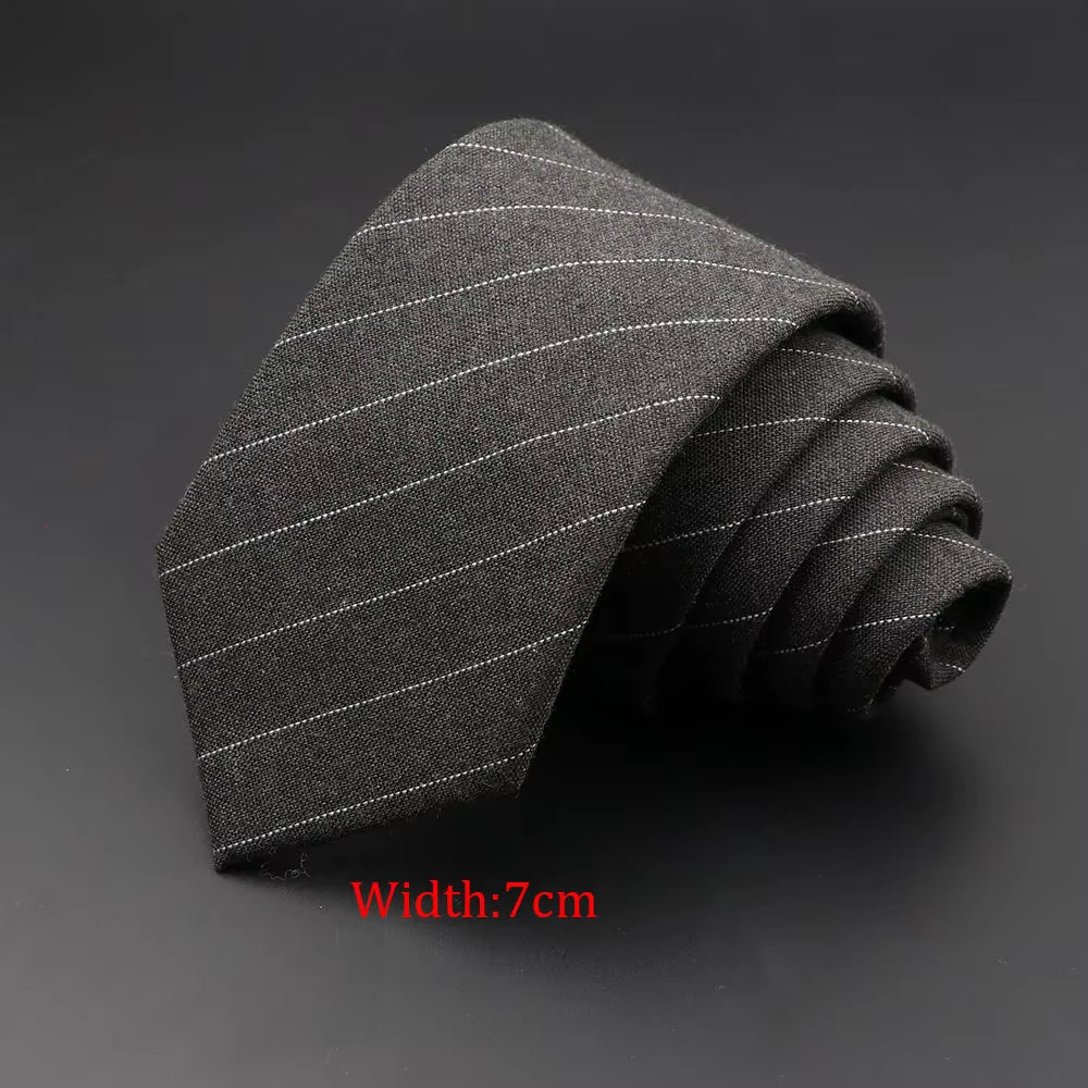 Mens Ties 6Cm Classic Cotton Handmade Skinny Grey Plaid Neckties Striped Narrow Collar Slim Cashmere Casual Tie Accessories Gift