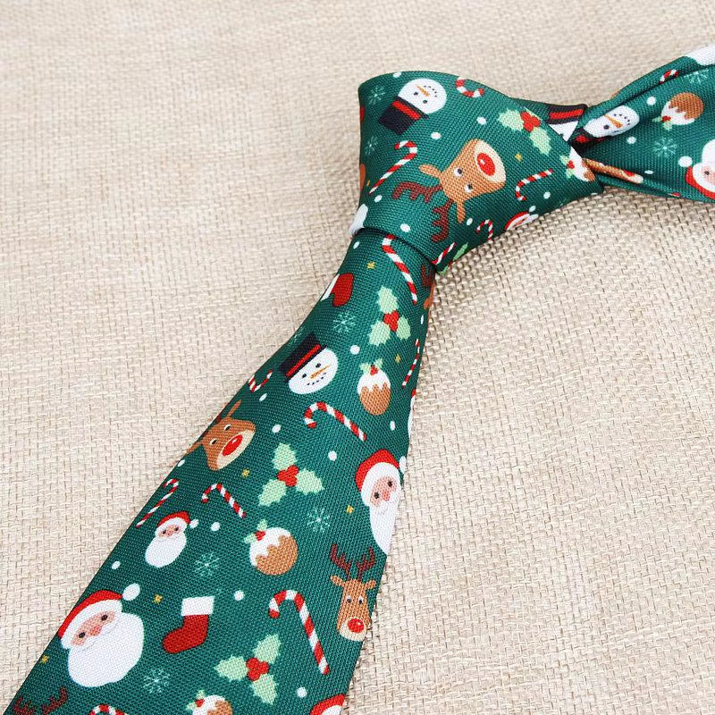 Hot New Sell Christmas Tie Men'S Fashion Casual Snowflake Print Polyester Neck Ties for Man Professional Pattern Necktie 8Cm