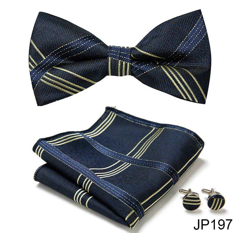 Slim Tie Set Men Bow Tie and Pocket Square Bowtie Necktie Cravate Handkerchief Man Corbatas Hombre Pajarita Fit Wedding