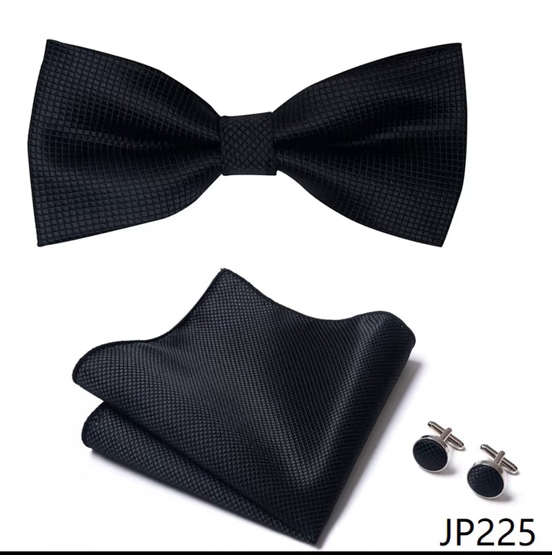 Slim Tie Set Men Bow Tie and Pocket Square Bowtie Necktie Cravate Handkerchief Man Corbatas Hombre Pajarita Fit Wedding