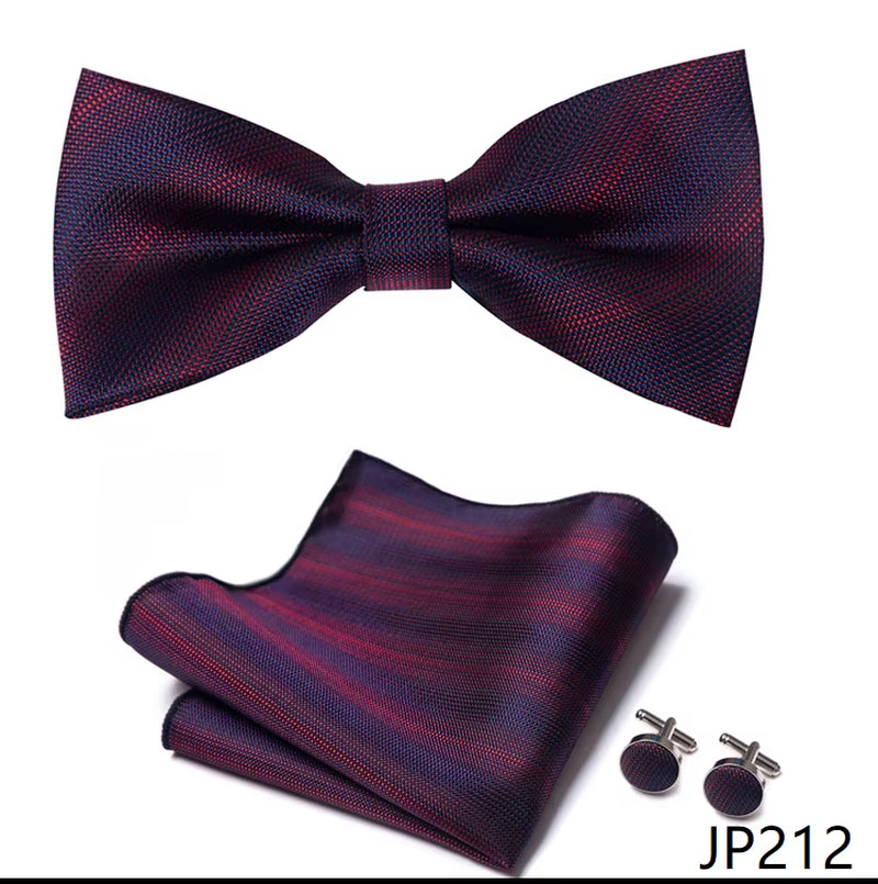 Slim Tie Set Men Bow Tie and Pocket Square Bowtie Necktie Cravate Handkerchief Man Corbatas Hombre Pajarita Fit Wedding