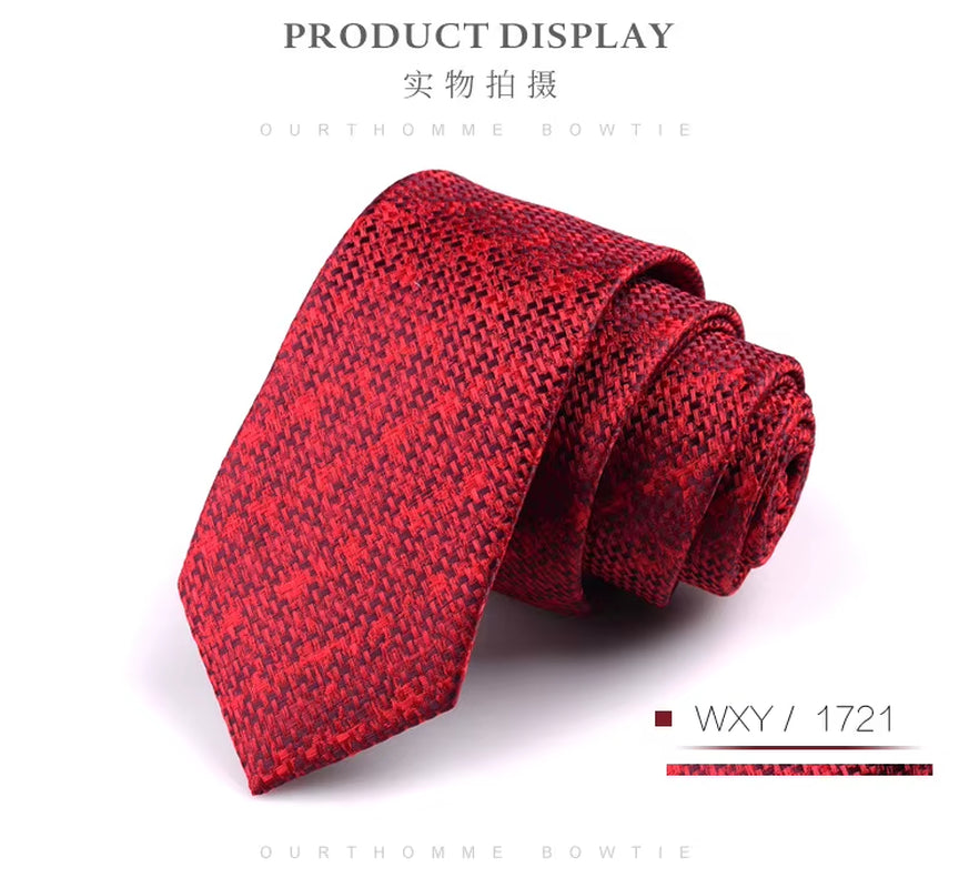 Fashion Neckties Classic Men'S Striped Retra Navy Bule Red Business Wedding Ties Jacquard Woven Silk Men Solid Tie Neck Ties