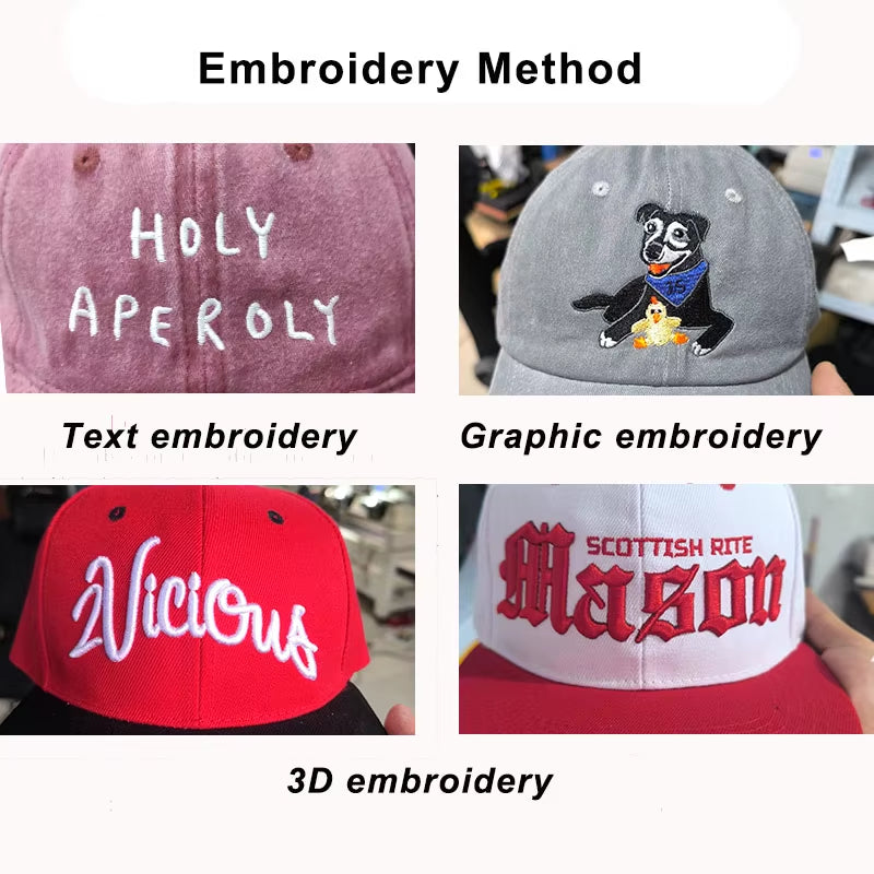 Custom Logo Baseball Cap Text Photo Team Embroidery Bone Gorras Diy Casquette Snapback Hat for Men Women