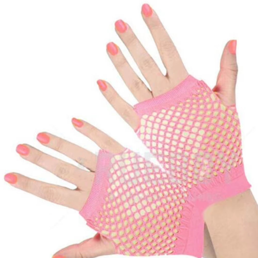 Solid Color High Quality Fingerless Short Fishnet Gloves Fish Net Black Fancy Party Dance Club Nylon Spandex Mesh Short Gloves