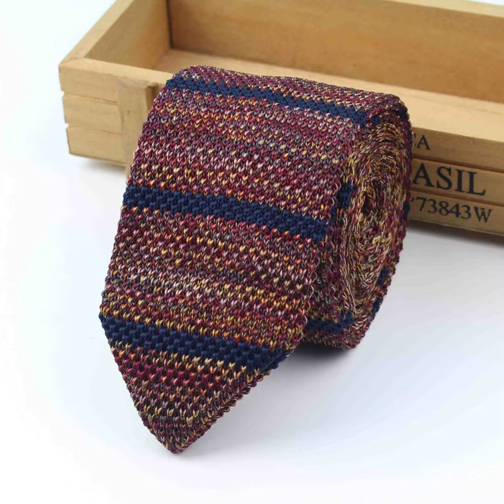 New Knitted Necktie Knit Leisure Triangle Striped Tie Normal Sharp Corner Neck Ties Men Classic Woven Designer Cravat