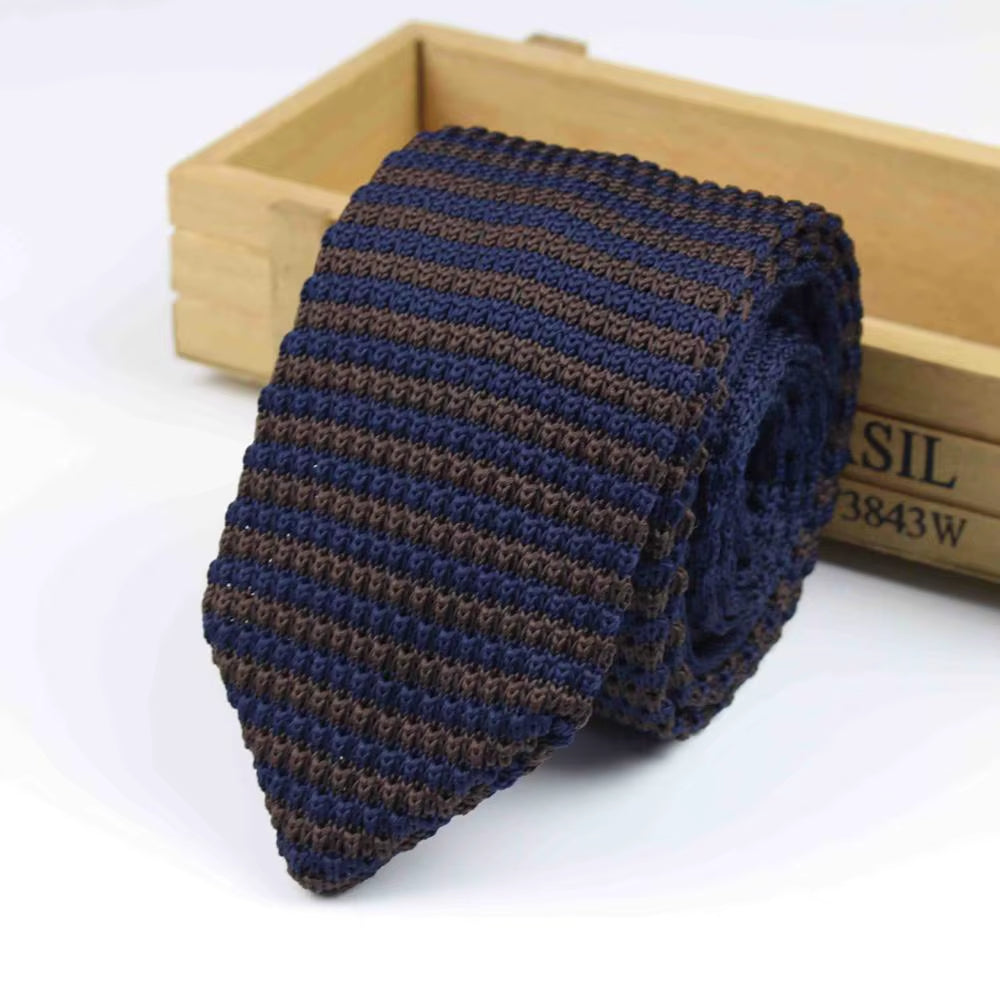 New Knitted Necktie Knit Leisure Triangle Striped Tie Normal Sharp Corner Neck Ties Men Classic Woven Designer Cravat