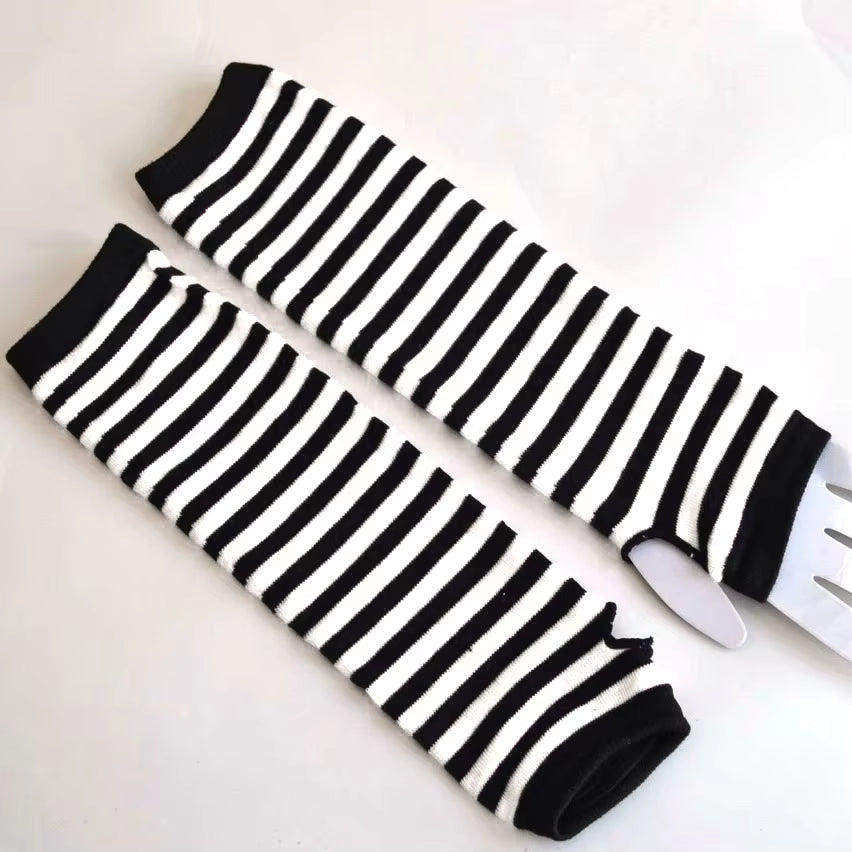 New Fashion Women Lady Striped Elbow Gloves Warmer Knitted Long Fingerless Gloves Elbow Mittens Christmas Accessories Gifts