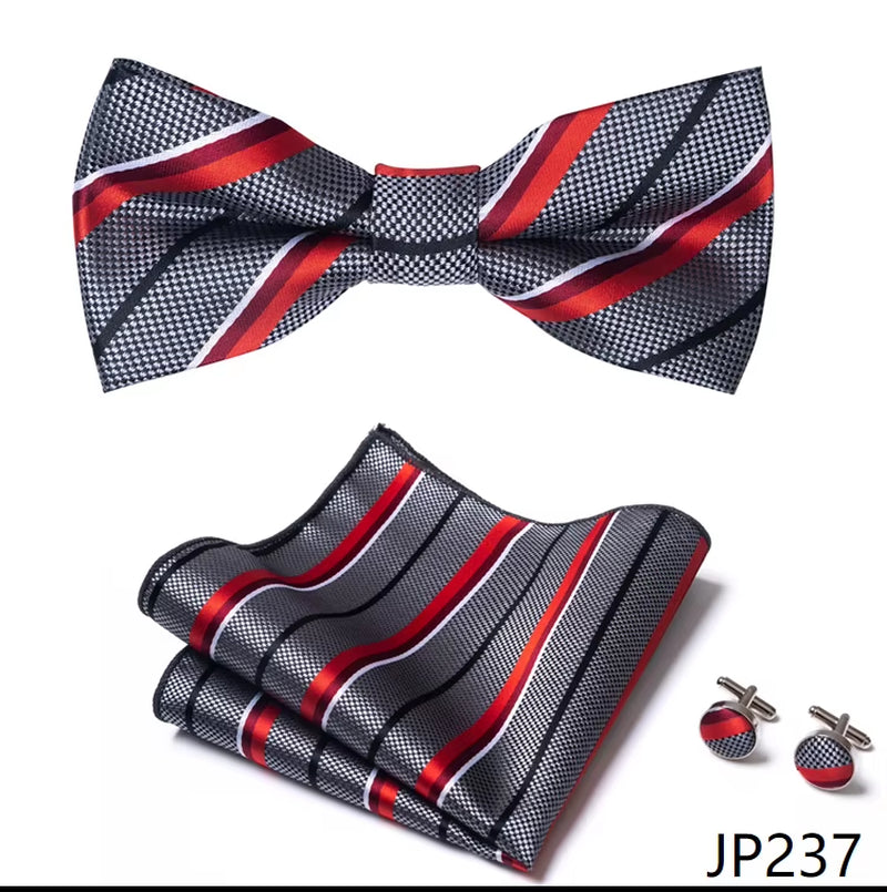 Slim Tie Set Men Bow Tie and Pocket Square Bowtie Necktie Cravate Handkerchief Man Corbatas Hombre Pajarita Fit Wedding