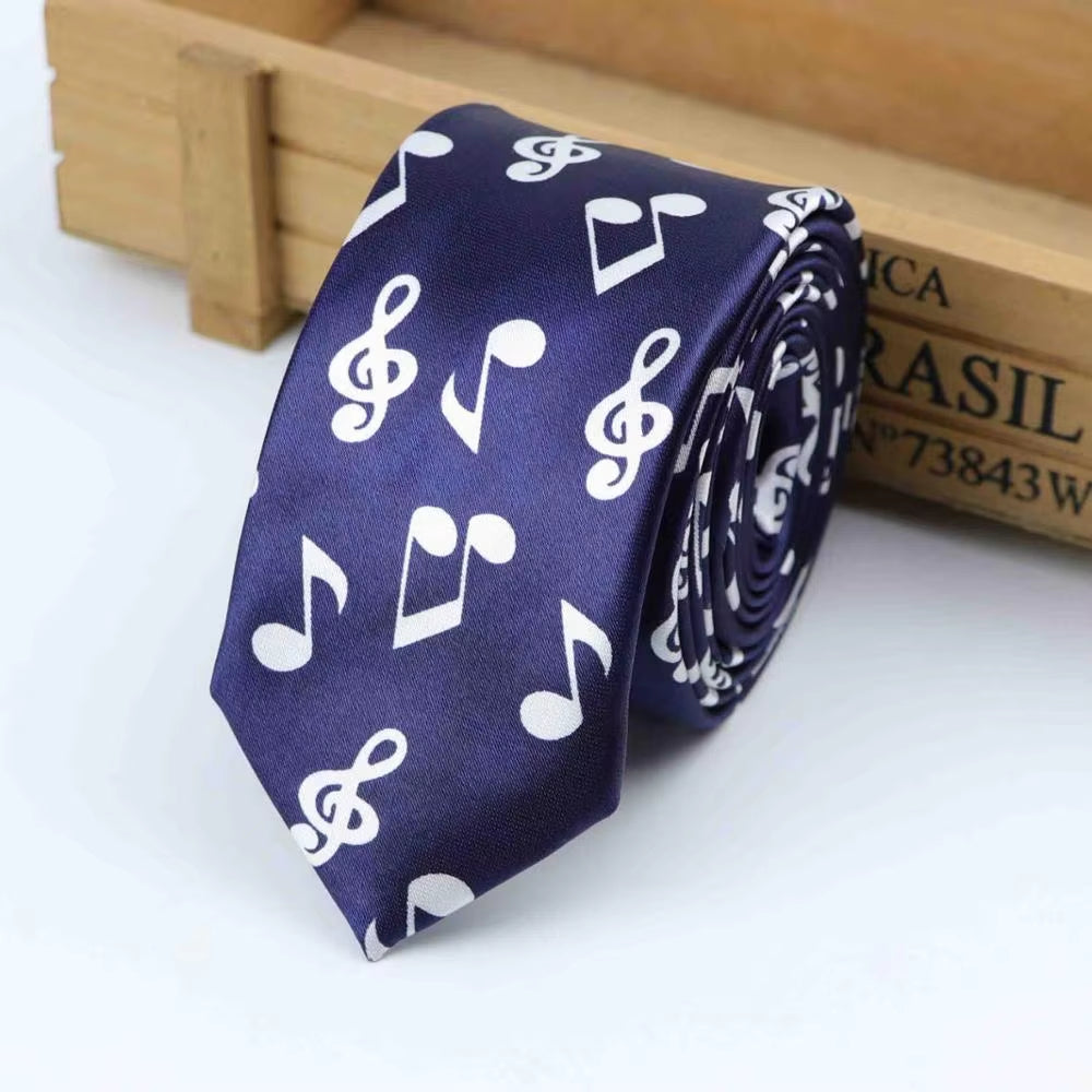 New Style Men'S Fashion Neckties Helloween Festival Christmas Tie Soft Designer Character Necktie Music Score Piano Guitar