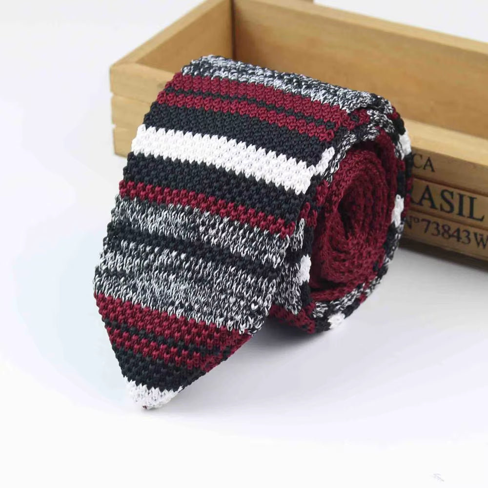 New Knitted Necktie Knit Leisure Triangle Striped Tie Normal Sharp Corner Neck Ties Men Classic Woven Designer Cravat