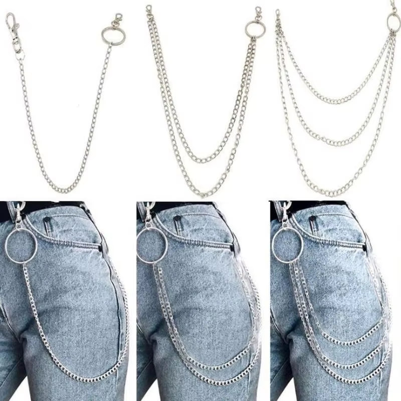 Punk Rock Metal Pants Waist Chain Men Women Key Chain Big Ring Wallet Keychain Jeans Unisex Hip-Hop Jewelry Gift