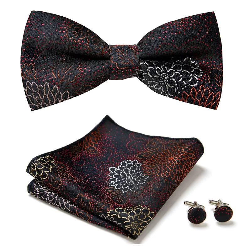 Slim Tie Set Men Bow Tie and Pocket Square Bowtie Necktie Cravate Handkerchief Man Corbatas Hombre Pajarita Fit Wedding