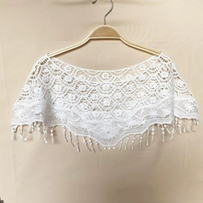 Summer Knitted Hollow Thin Lace Fake Collar Shawl Pullover Short Suspender Skirt False Collar Detachable Collars Sun Protection