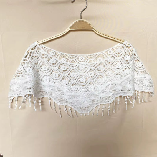 Summer Knitted Hollow Thin Lace Fake Collar Shawl Pullover Short Suspender Skirt False Collar Detachable Collars Sun Protection