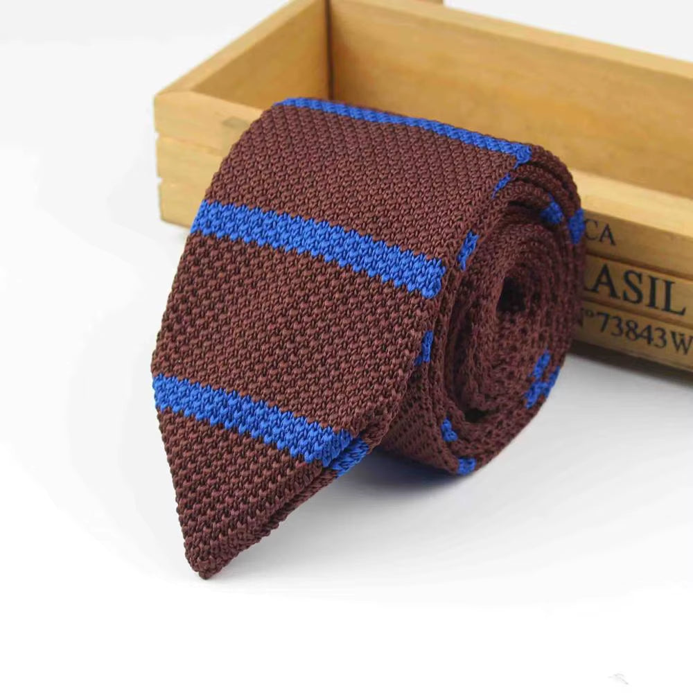 New Knitted Necktie Knit Leisure Triangle Striped Tie Normal Sharp Corner Neck Ties Men Classic Woven Designer Cravat