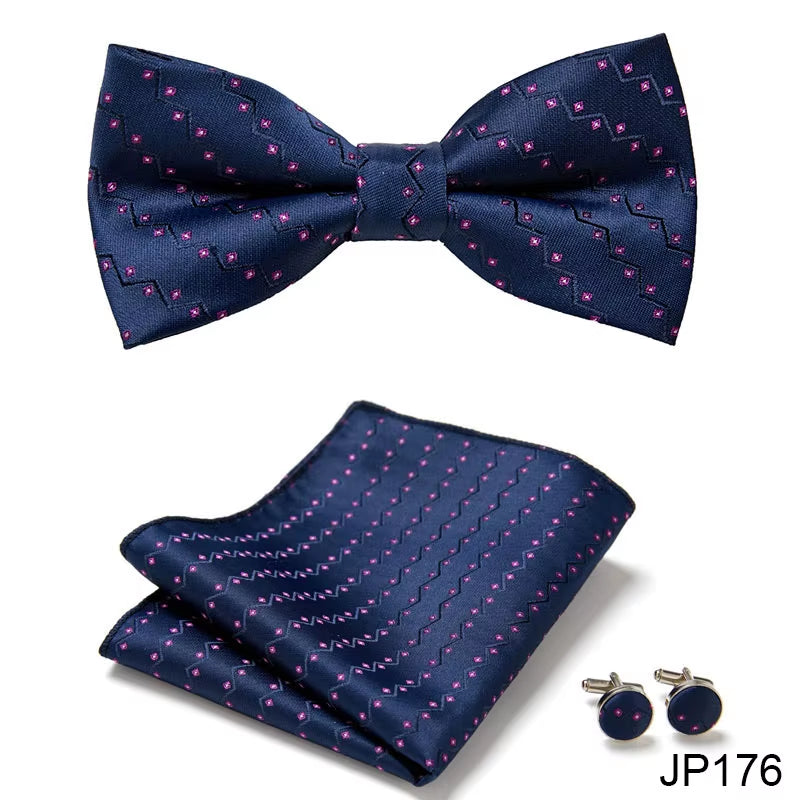 Slim Tie Set Men Bow Tie and Pocket Square Bowtie Necktie Cravate Handkerchief Man Corbatas Hombre Pajarita Fit Wedding