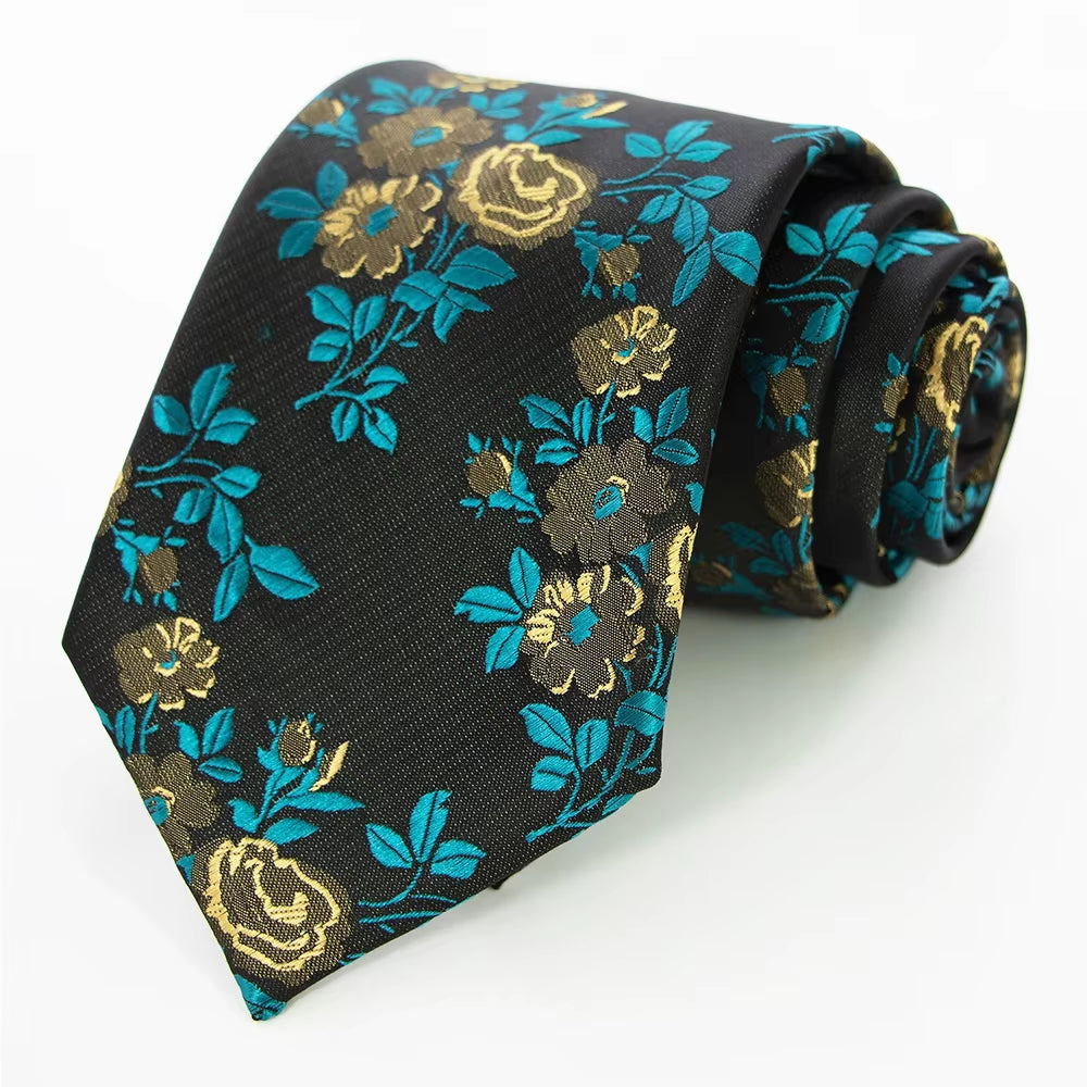 New Designs Classic Silk Men Tie Floral Rose 8Cm Red Jacquard Necktie Gravata Ties for Men Formal Wear Business Wedding