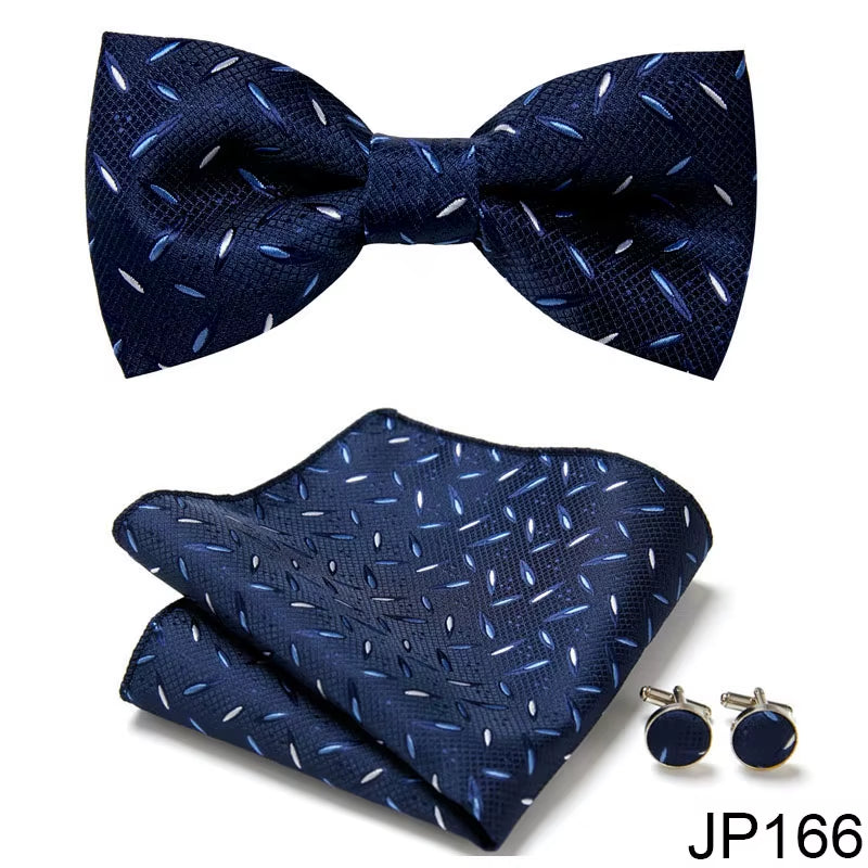 Slim Tie Set Men Bow Tie and Pocket Square Bowtie Necktie Cravate Handkerchief Man Corbatas Hombre Pajarita Fit Wedding