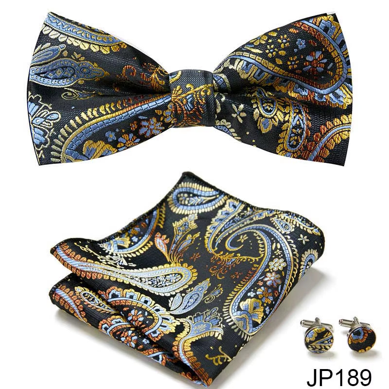 Slim Tie Set Men Bow Tie and Pocket Square Bowtie Necktie Cravate Handkerchief Man Corbatas Hombre Pajarita Fit Wedding