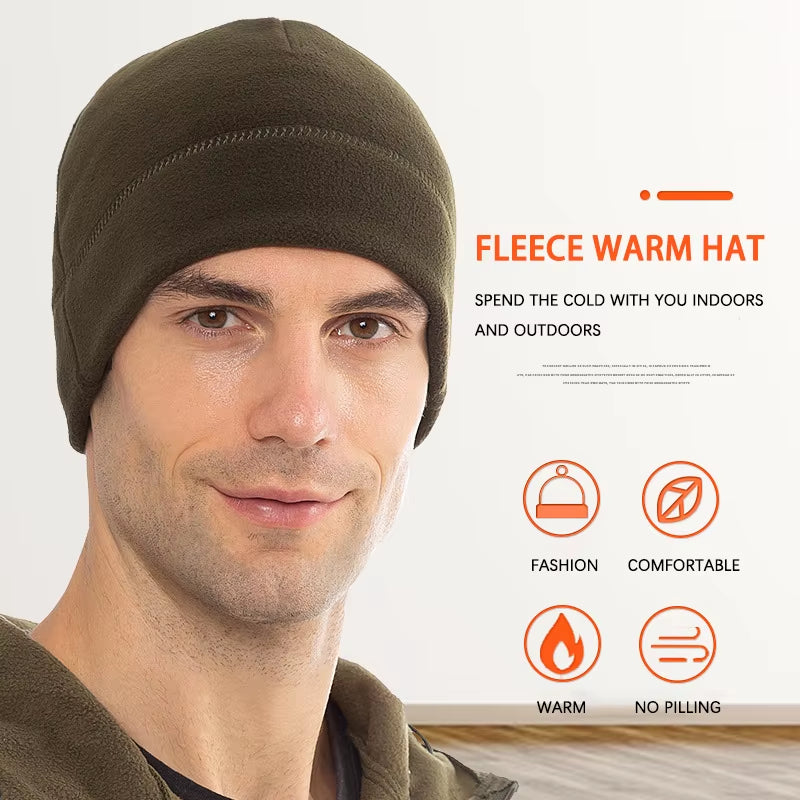 Warm Army Hat Winter Soft Men Beanie Ski Cycling Skin-Friendly Tactical Anti-Static Hiking Thermal Fleece Running Windproof Cap