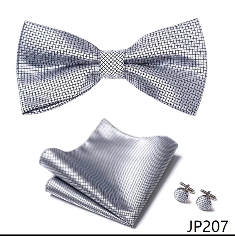 Slim Tie Set Men Bow Tie and Pocket Square Bowtie Necktie Cravate Handkerchief Man Corbatas Hombre Pajarita Fit Wedding