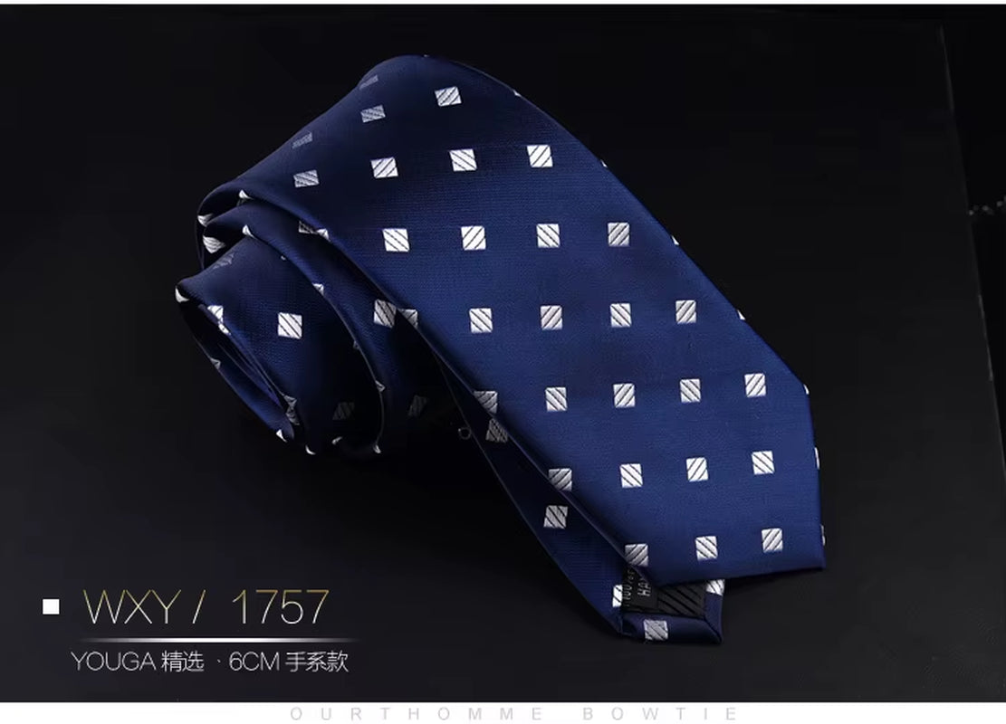 Fashion Neckties Classic Men'S Striped Retra Navy Bule Red Business Wedding Ties Jacquard Woven Silk Men Solid Tie Neck Ties