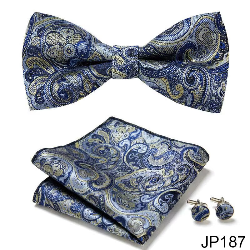 Slim Tie Set Men Bow Tie and Pocket Square Bowtie Necktie Cravate Handkerchief Man Corbatas Hombre Pajarita Fit Wedding