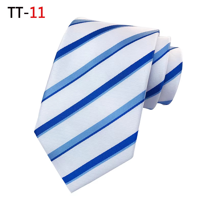 New 8Cm Striped Dark Tie Business Casual Silk Luxury Mens Neck Ties Wedding Party Neck Tie Formal Dress Neck Tie