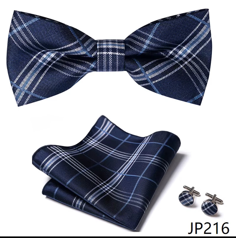 Slim Tie Set Men Bow Tie and Pocket Square Bowtie Necktie Cravate Handkerchief Man Corbatas Hombre Pajarita Fit Wedding