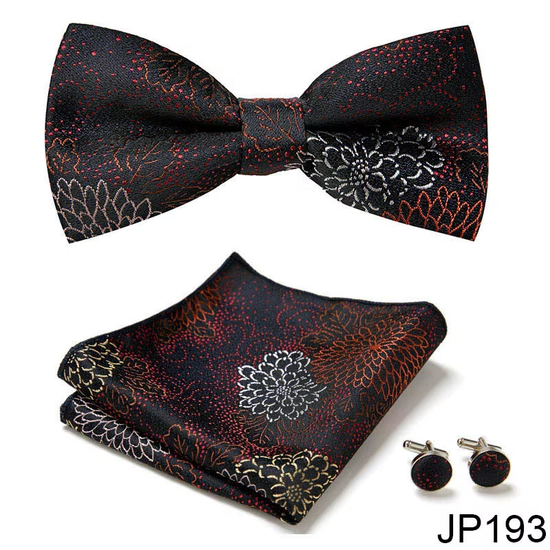 Slim Tie Set Men Bow Tie and Pocket Square Bowtie Necktie Cravate Handkerchief Man Corbatas Hombre Pajarita Fit Wedding