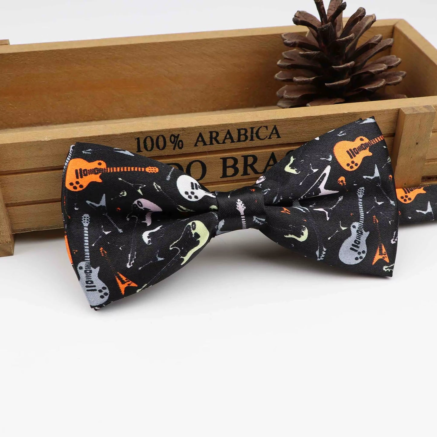 Mens Music Bow Tie Character Moustache Bowtie Smooth Camouflag Note Necktie Soft Polyester Butterfly Festival Striped Ties