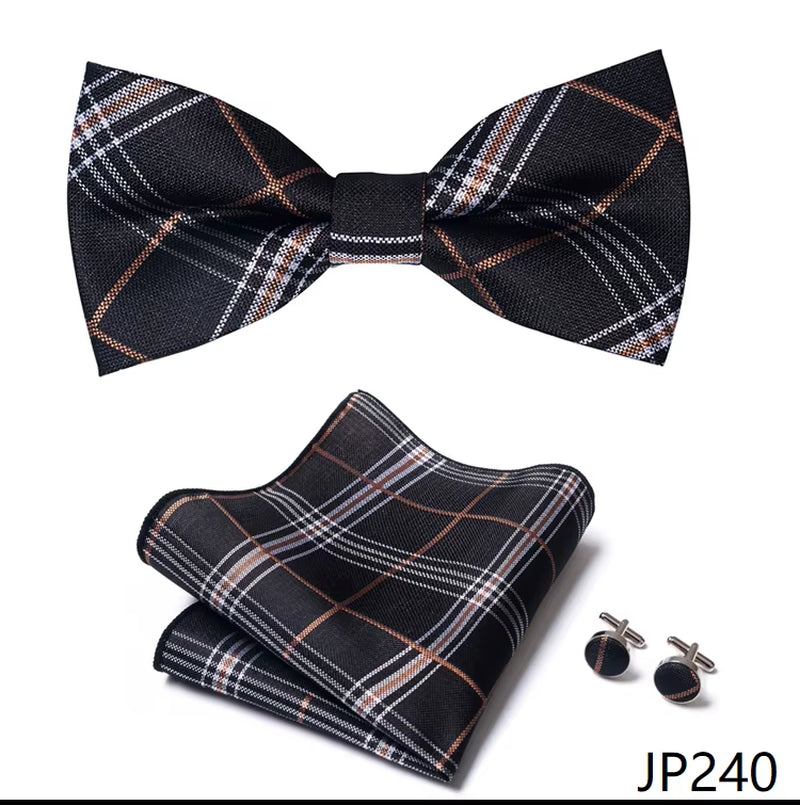 Slim Tie Set Men Bow Tie and Pocket Square Bowtie Necktie Cravate Handkerchief Man Corbatas Hombre Pajarita Fit Wedding