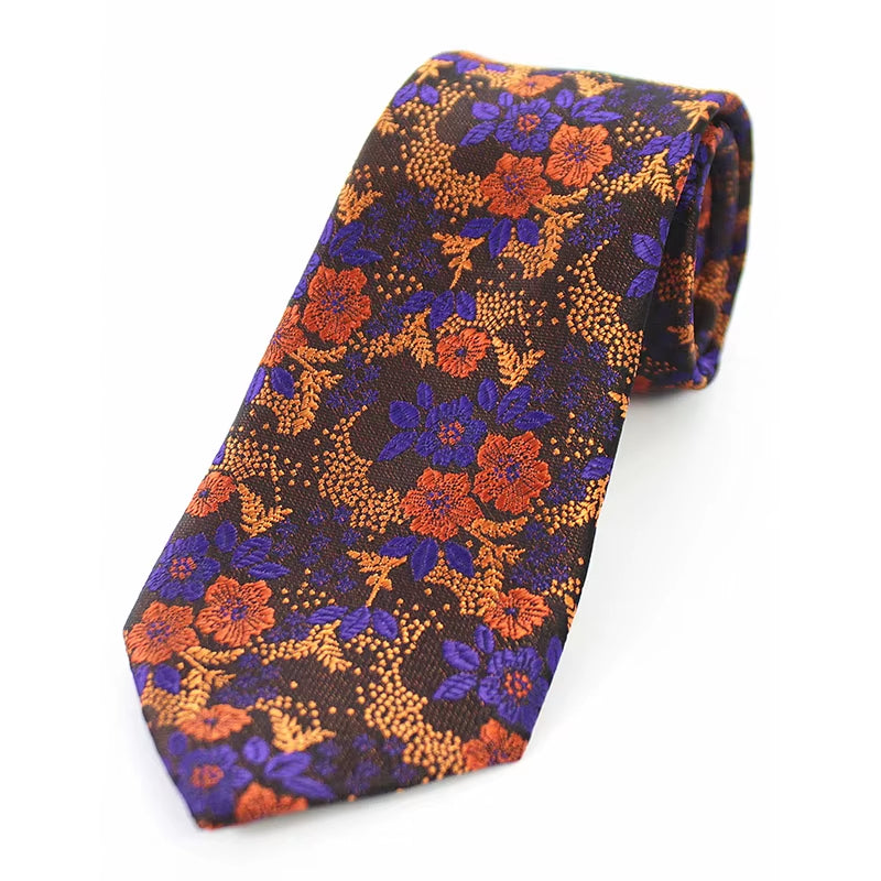 New Designs Classic Silk Men Tie Floral Rose 8Cm Red Jacquard Necktie Gravata Ties for Men Formal Wear Business Wedding