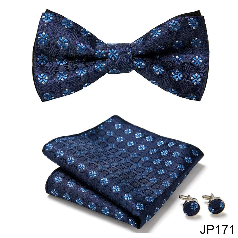 Slim Tie Set Men Bow Tie and Pocket Square Bowtie Necktie Cravate Handkerchief Man Corbatas Hombre Pajarita Fit Wedding