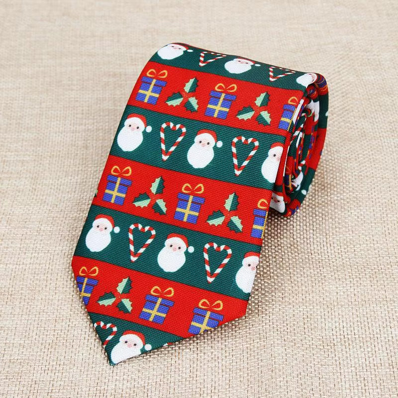 Hot New Sell Christmas Tie Men'S Fashion Casual Snowflake Print Polyester Neck Ties for Man Professional Pattern Necktie 8Cm