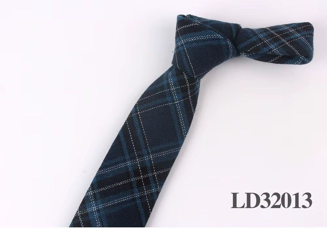 New Plaid Cotton Ties Skinny Causal Neck Tie for Men Suits Mens Slim Necktie for Business Cravats 7Cm Width Groom Neckties