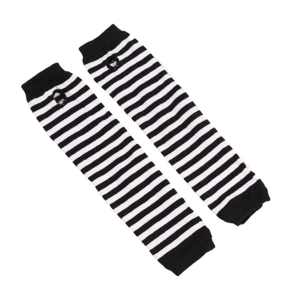 New Fashion Long Glove Arm Cover Classic Black and White Striped Fingerless Cotton Long Wristband