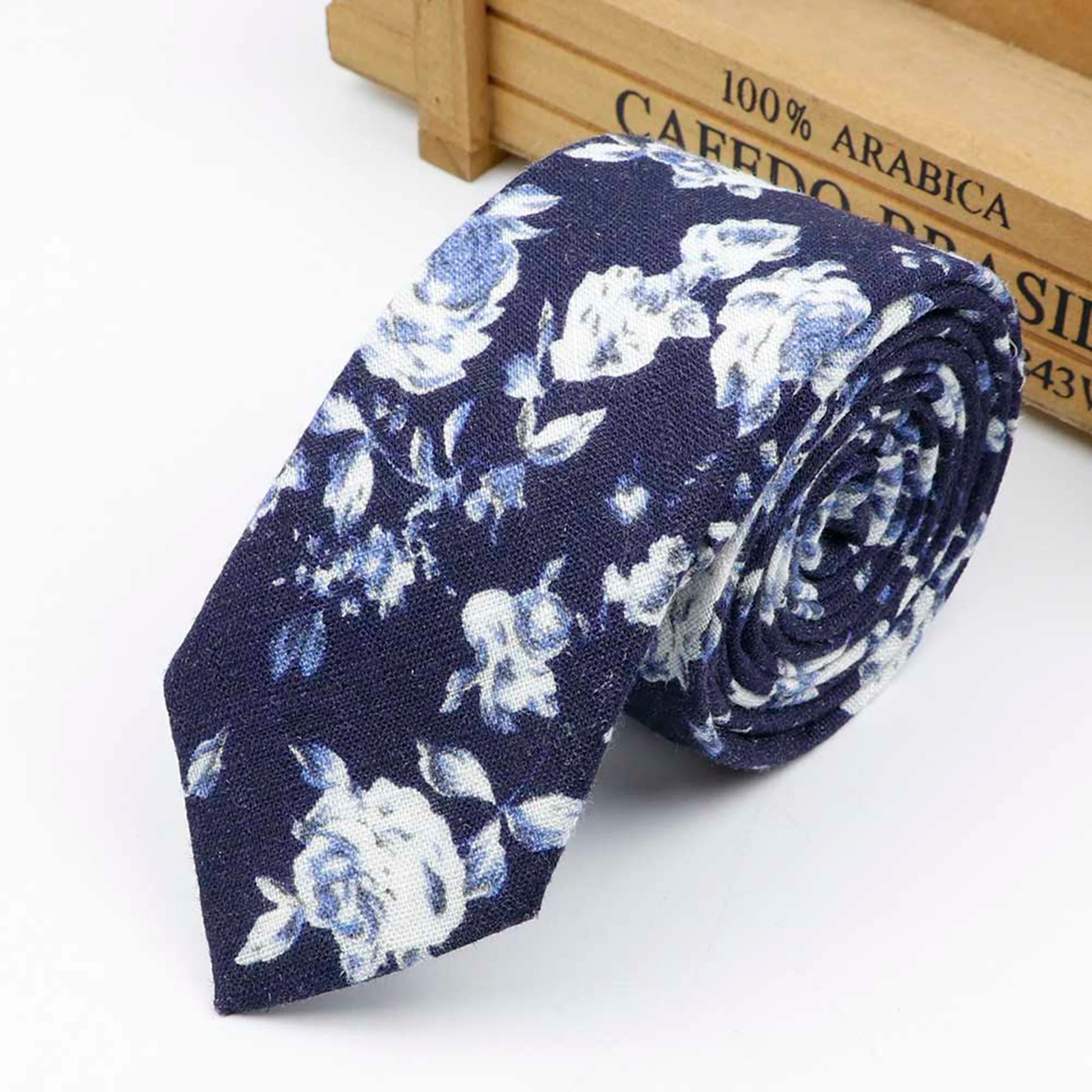 New Floral Print Tie for Men Women Skinny Cotton Neck Tie for Wedding Casual Mens Neckties Suits Collar Neck Ties Gift for Man