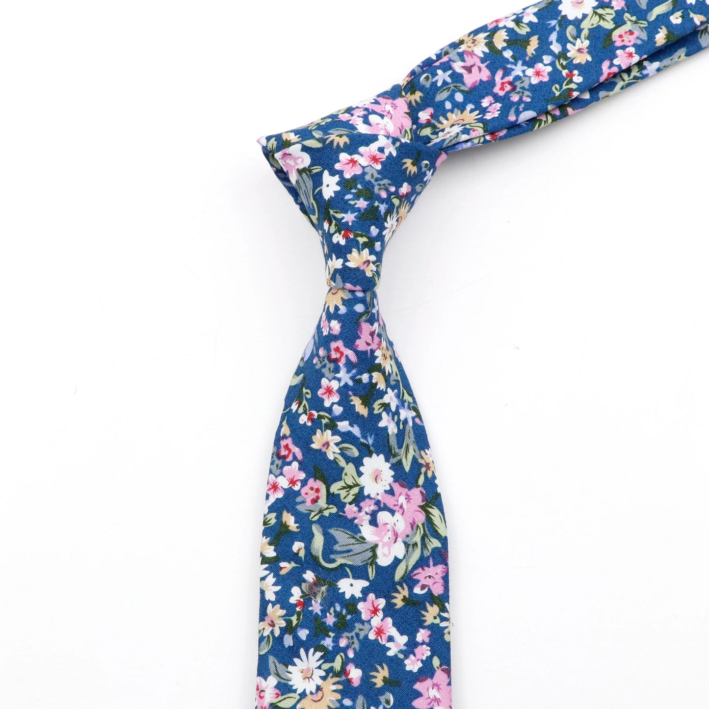 New Floral Print Tie for Men Women Skinny Cotton Neck Tie for Wedding Casual Mens Neckties Suits Collar Neck Ties Gift for Man