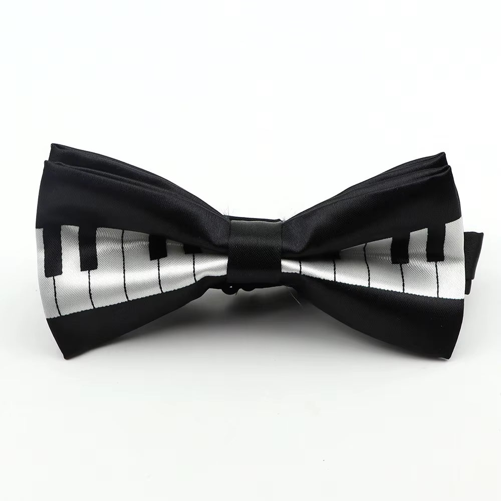 Mens Music Bow Tie Character Moustache Bowtie Smooth Camouflag Note Necktie Soft Polyester Butterfly Festival Striped Ties