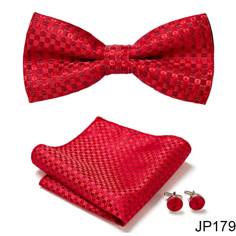 Slim Tie Set Men Bow Tie and Pocket Square Bowtie Necktie Cravate Handkerchief Man Corbatas Hombre Pajarita Fit Wedding