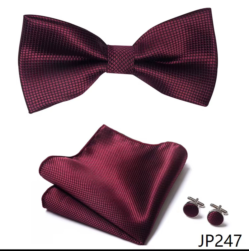 Slim Tie Set Men Bow Tie and Pocket Square Bowtie Necktie Cravate Handkerchief Man Corbatas Hombre Pajarita Fit Wedding