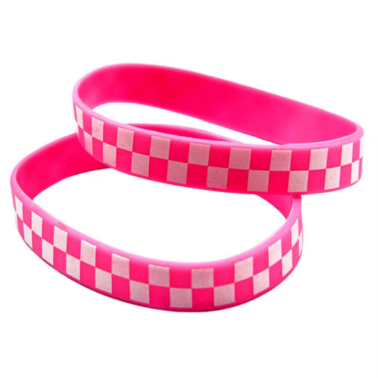 1 PC Checkered Silicone Wristband Punk Style Printed Logo