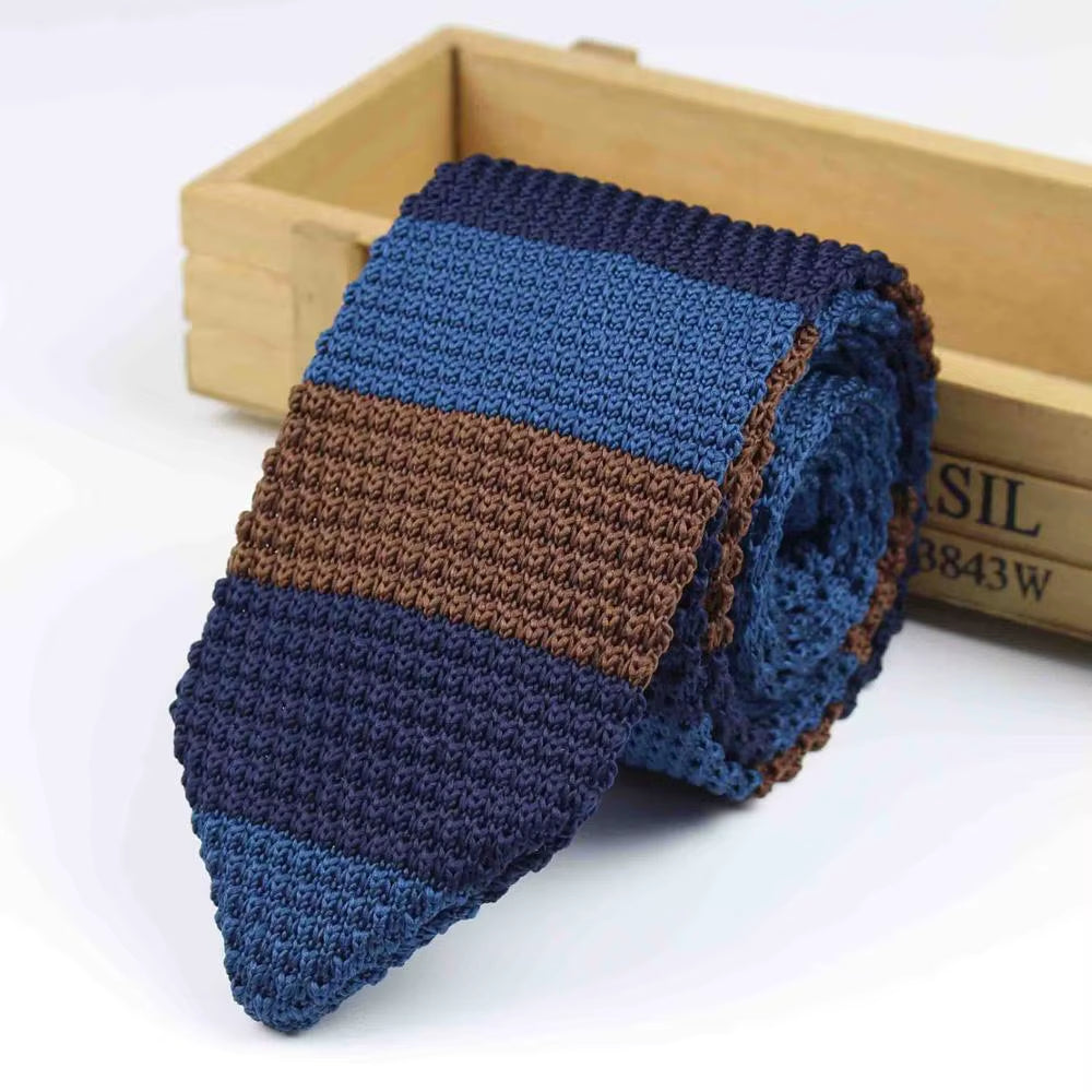 New Knitted Necktie Knit Leisure Triangle Striped Tie Normal Sharp Corner Neck Ties Men Classic Woven Designer Cravat