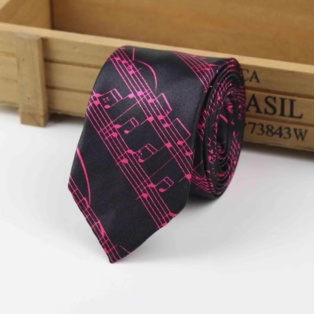 New Style Men'S Fashion Neckties Helloween Festival Christmas Tie Soft Designer Character Necktie Music Score Piano Guitar