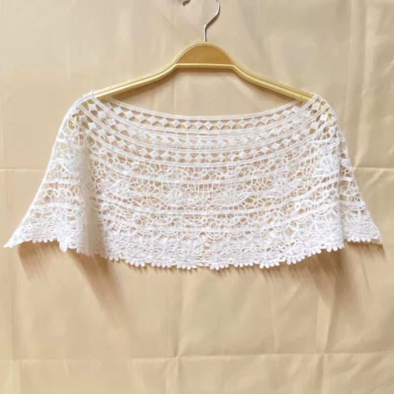 Summer Knitted Hollow Thin Lace Fake Collar Shawl Pullover Short Suspender Skirt False Collar Detachable Collars Sun Protection