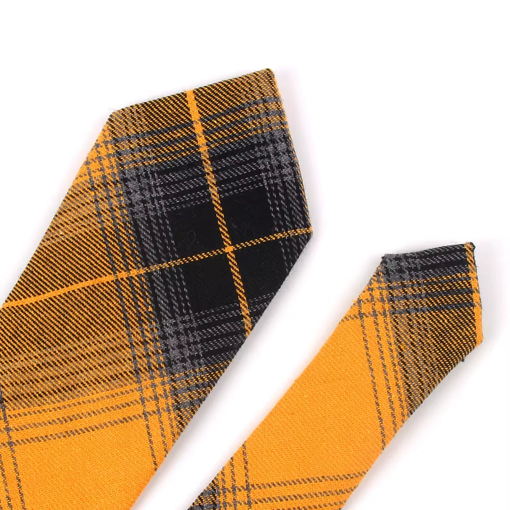 New Plaid Cotton Ties Skinny Causal Neck Tie for Men Suits Mens Slim Necktie for Business Cravats 7Cm Width Groom Neckties