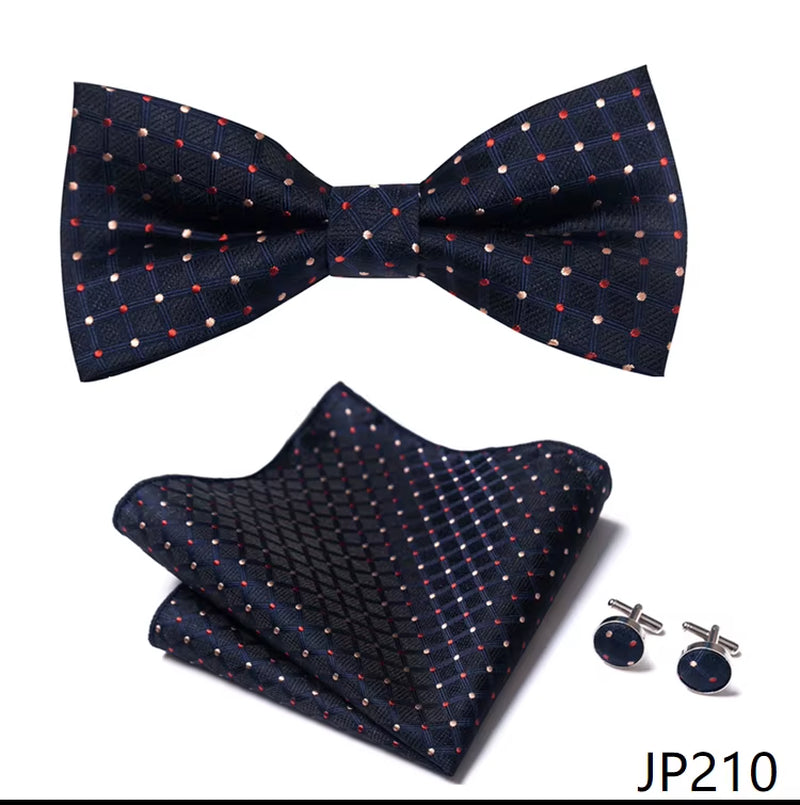 Slim Tie Set Men Bow Tie and Pocket Square Bowtie Necktie Cravate Handkerchief Man Corbatas Hombre Pajarita Fit Wedding