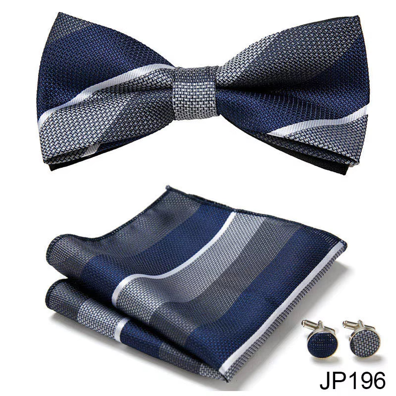 Slim Tie Set Men Bow Tie and Pocket Square Bowtie Necktie Cravate Handkerchief Man Corbatas Hombre Pajarita Fit Wedding