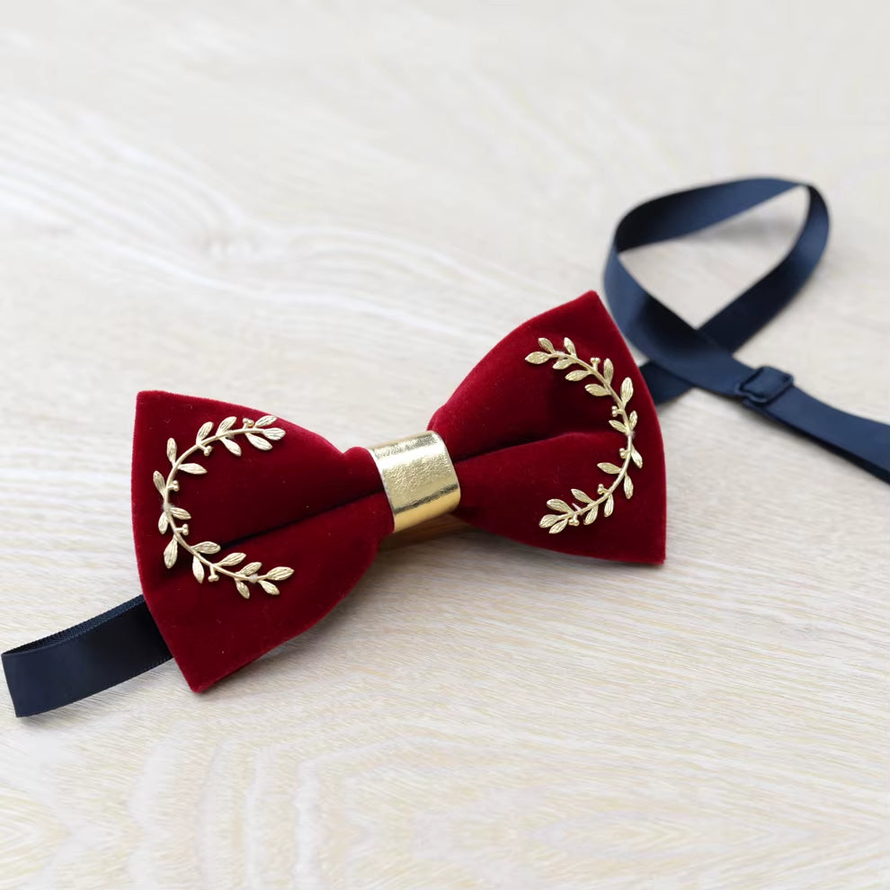 New Fashion Men'S Gold Velvet Bowtie Christmas Metal Decorated Wedding Luxury Bow Ties Trendy Collar Jewelry Gifts for Men